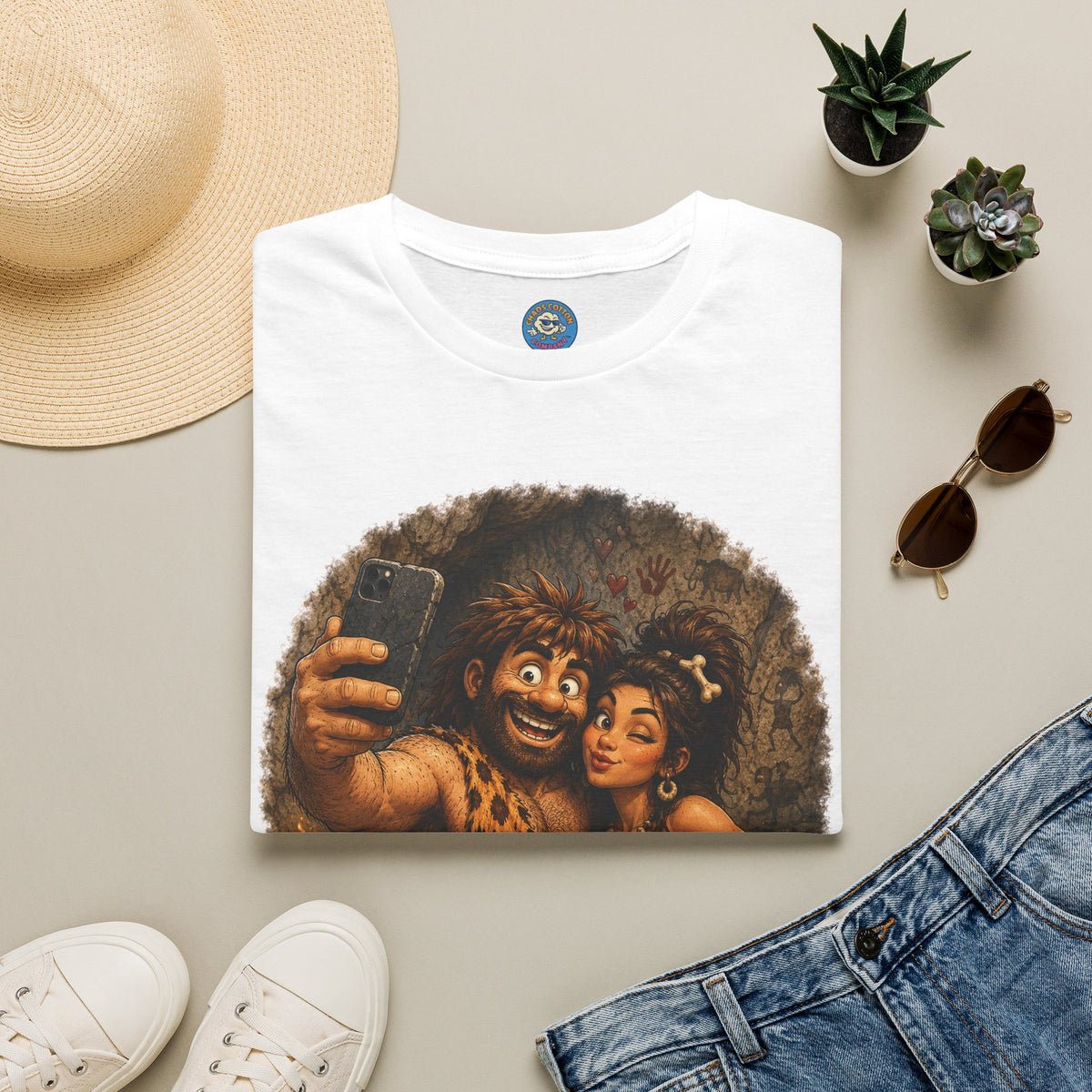 Caveman Couple Selfie T-Shirt