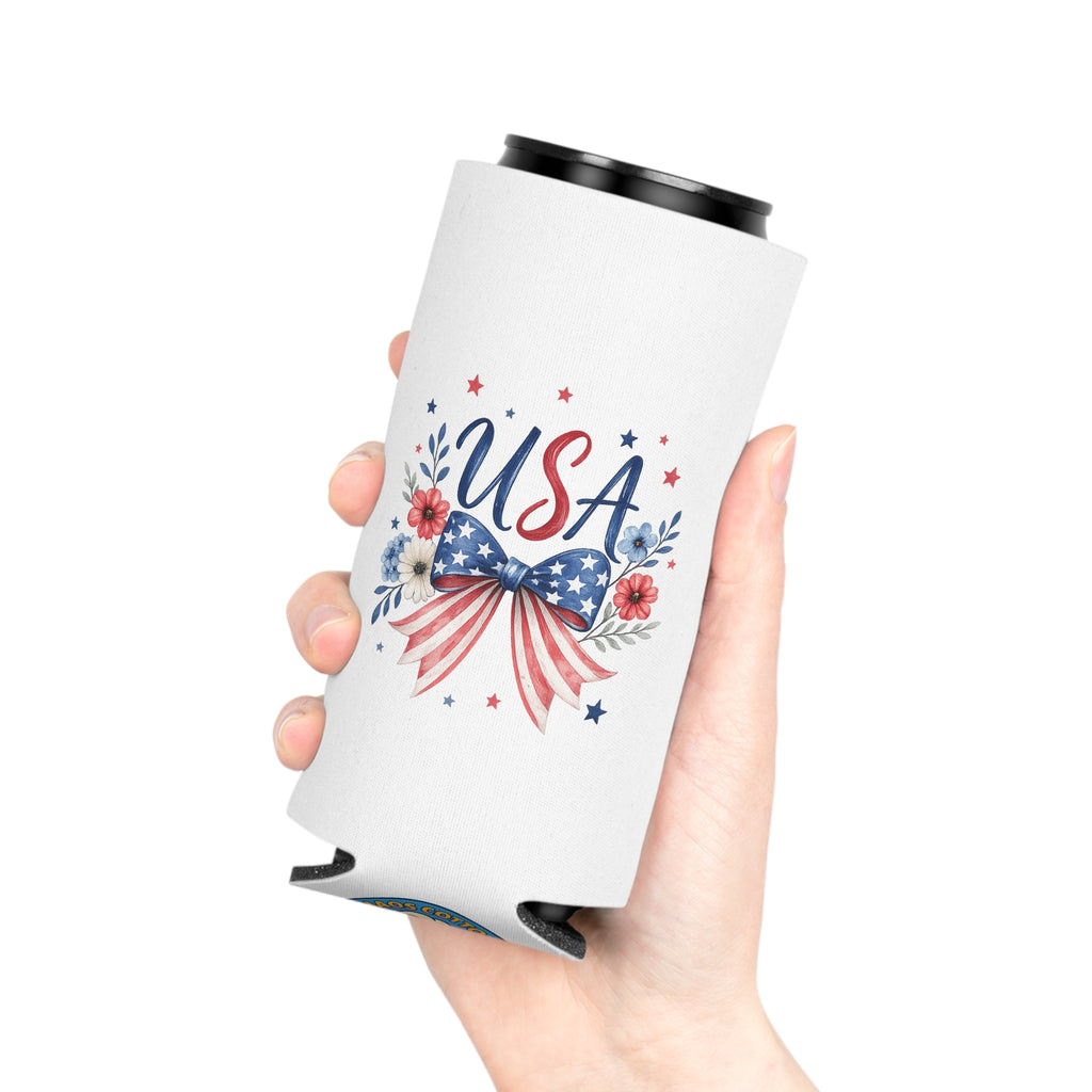 USA Floral Bow Can Cooler