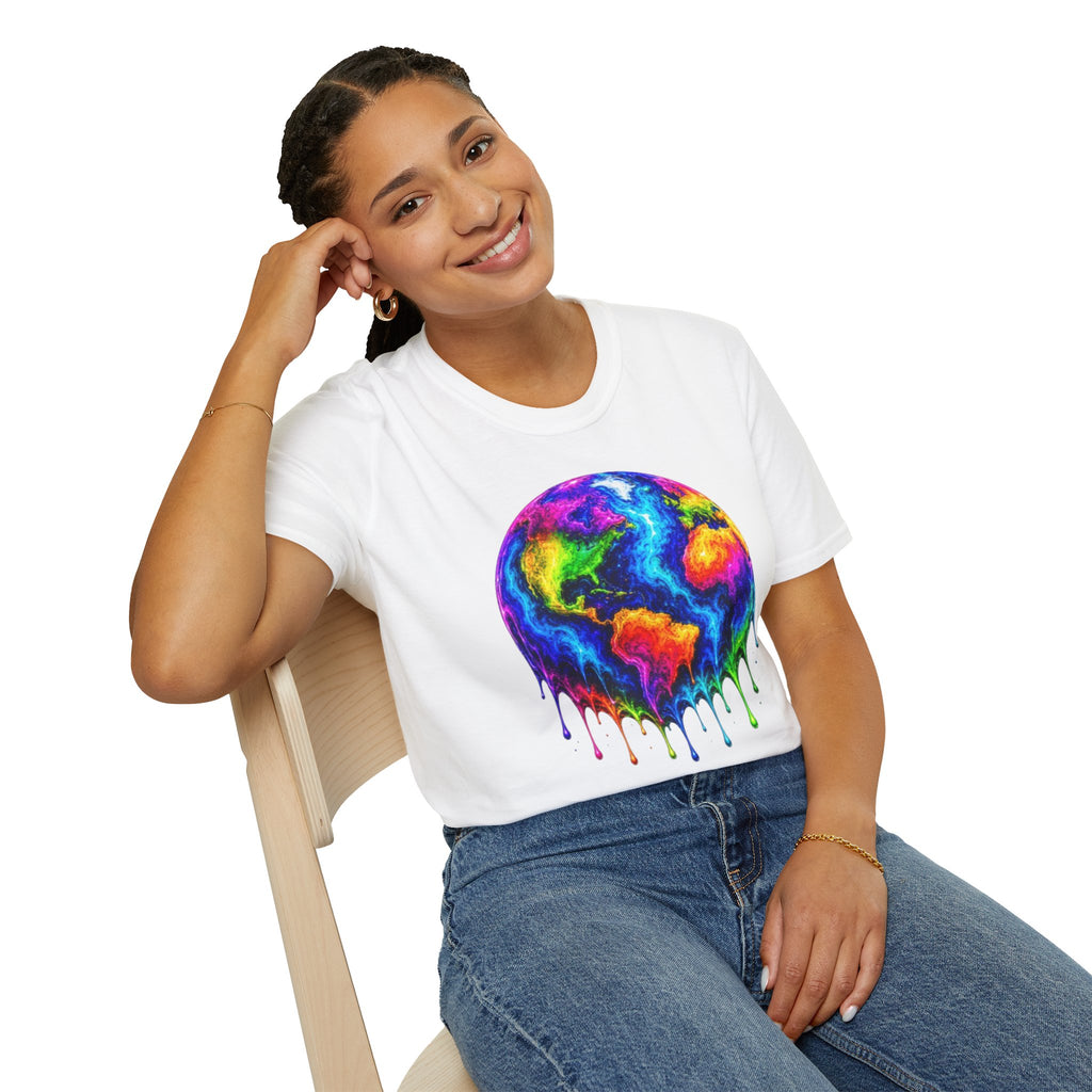 Rainbow Drip Earth T-Shirt