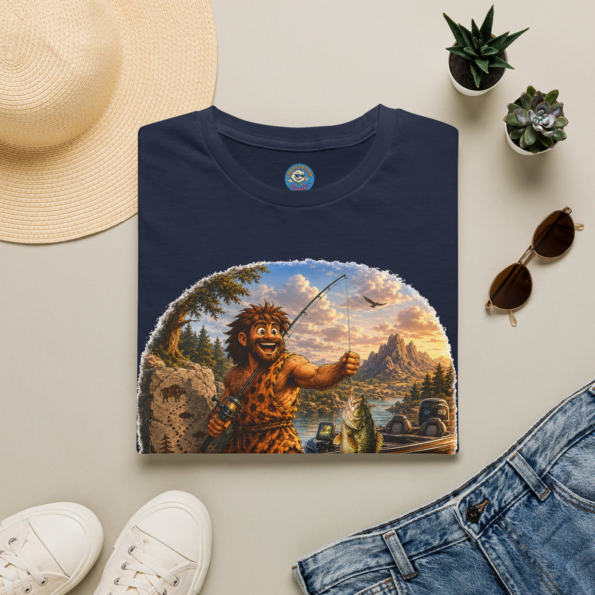 Caveman Goes Fishing T-Shirt