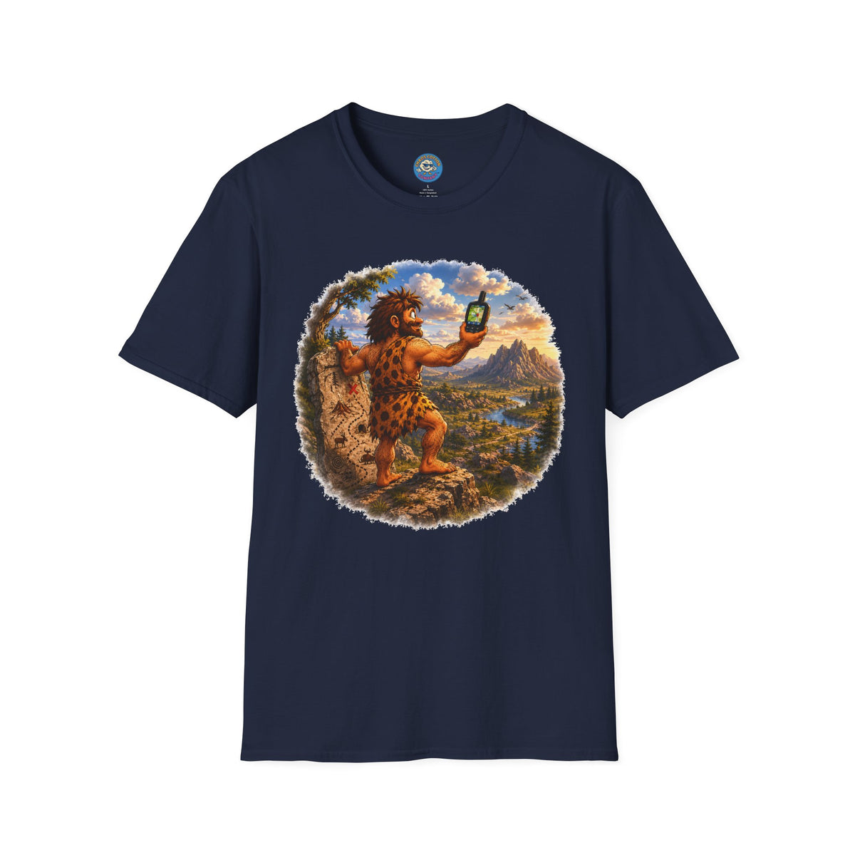 Caveman Using GPS T-Shirt