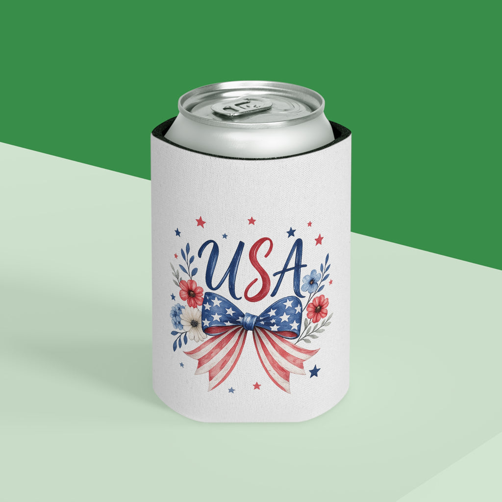 USA Floral Bow Can Cooler