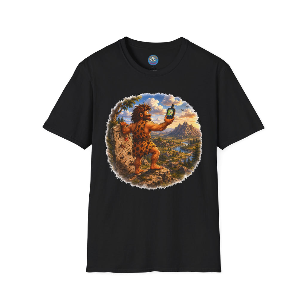 Caveman Using GPS T-Shirt