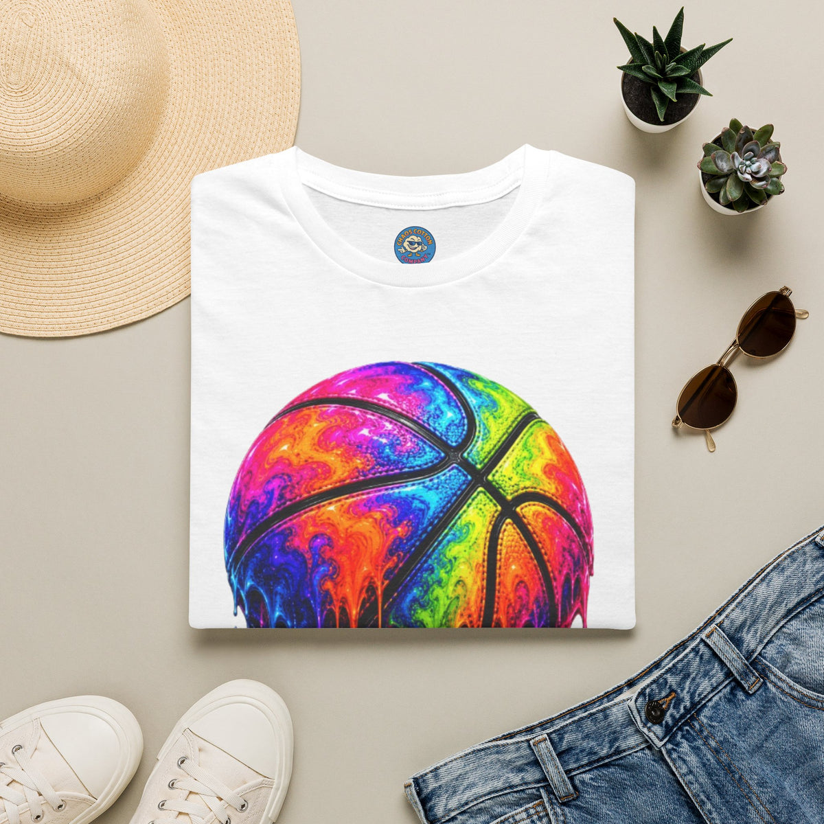 Rainbow Drip Basketball T-Shirt