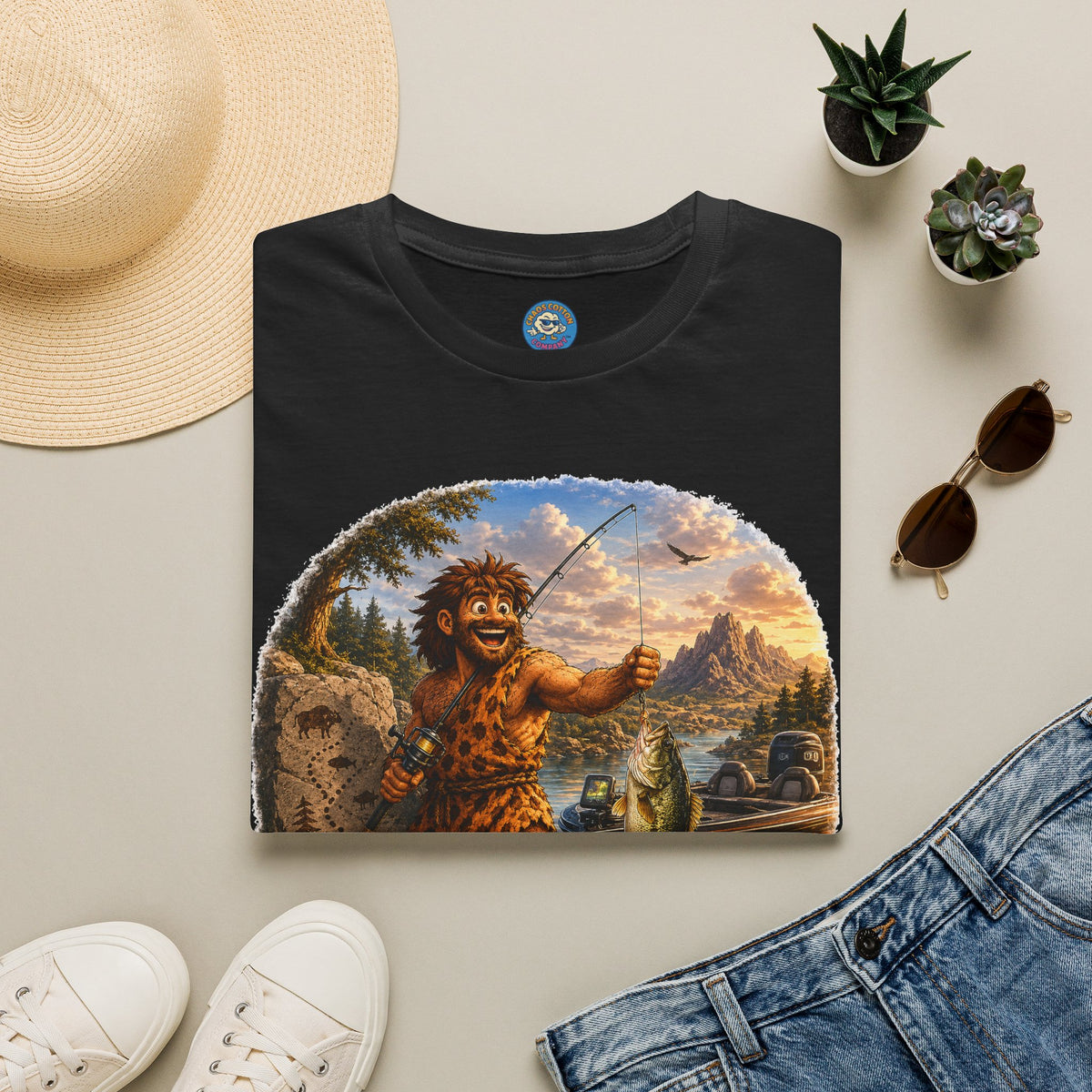 Caveman Goes Fishing T-Shirt
