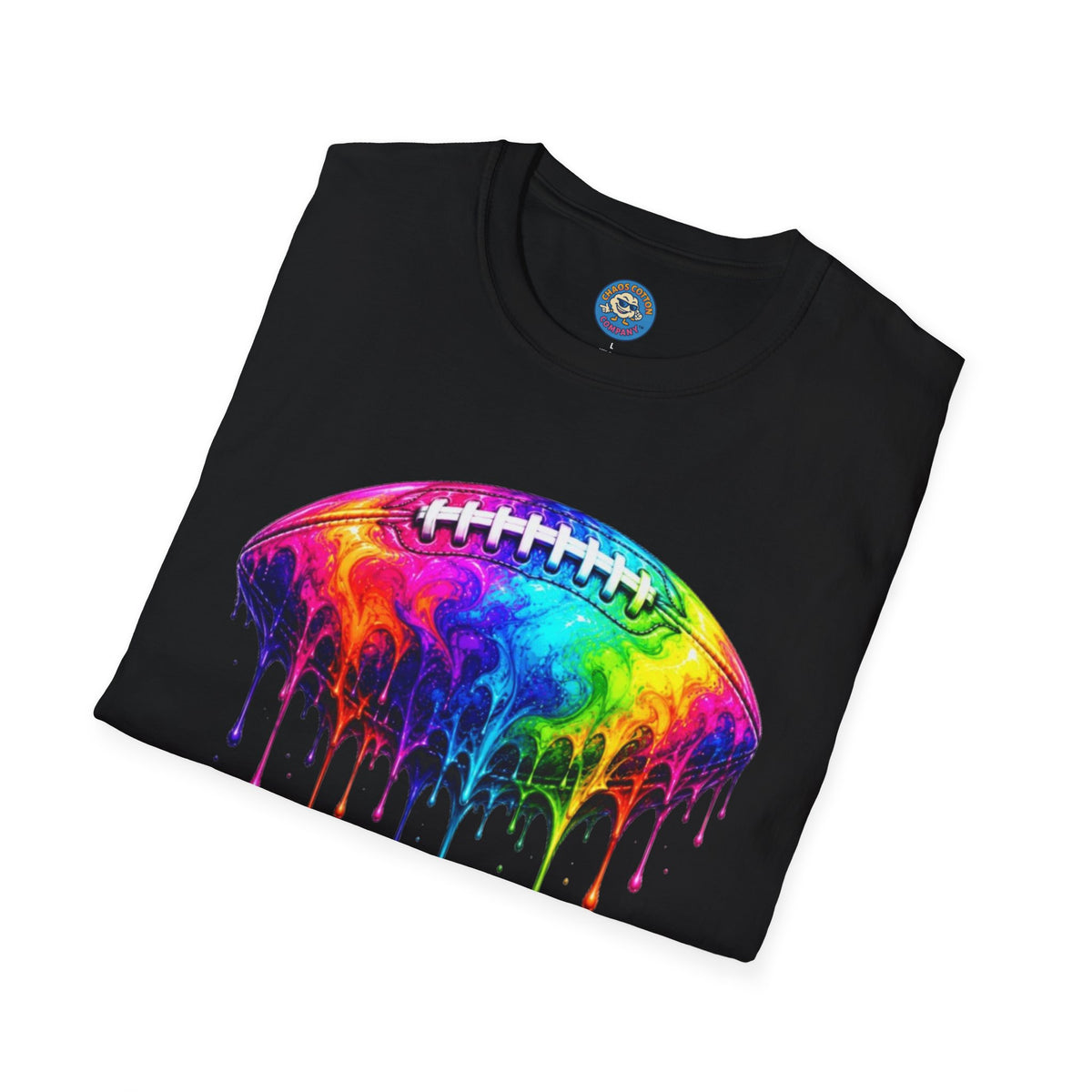 Rainbow Drip Football T-Shirt | Colorful Melting Football Tee