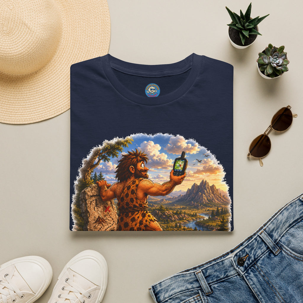 Caveman Using GPS T-Shirt
