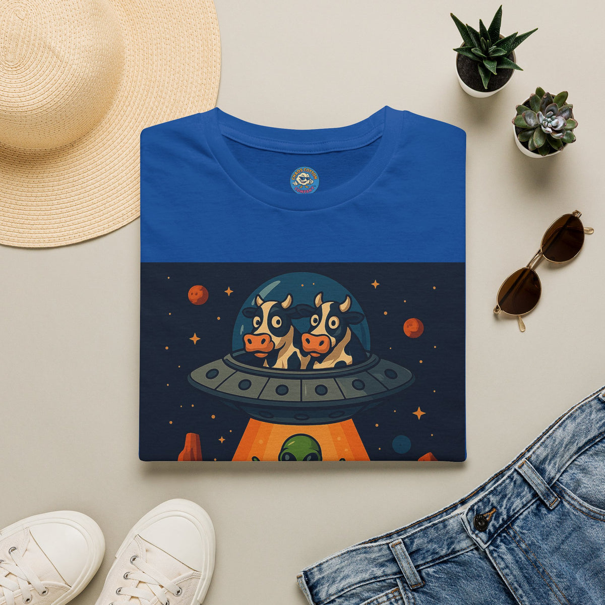 Udderly Suspicious: Alien Cow Abduction Funny UFO T-Shirt
