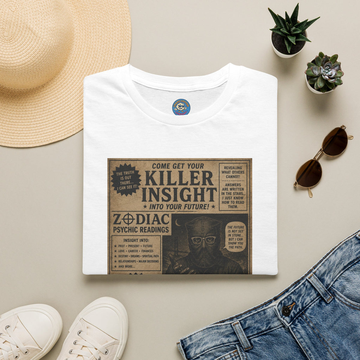 Killer Insight Vintage Newspaper Ad T-Shirt | Zodiac Psychic Readings