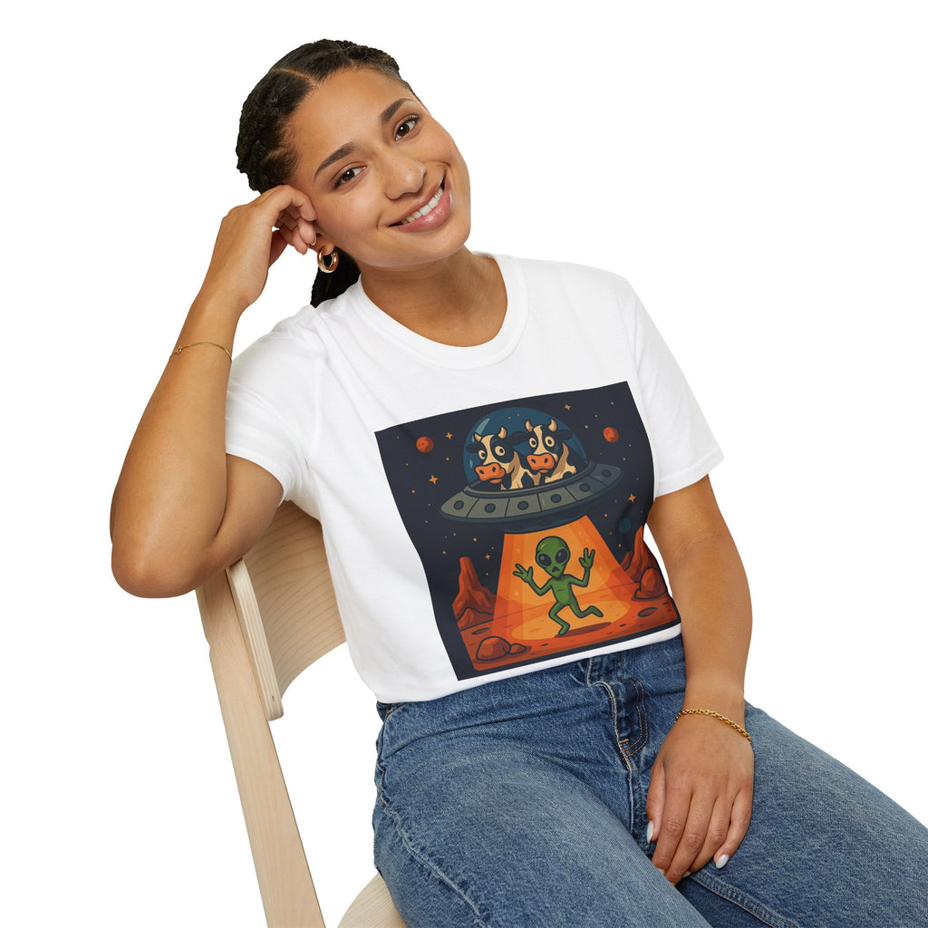 Udderly Suspicious: Alien Cow Abduction Funny UFO T-Shirt
