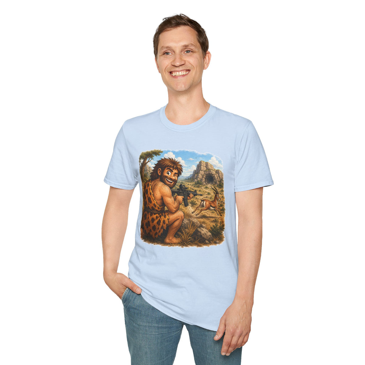 Caveman Hunting with an AR T-Shirt