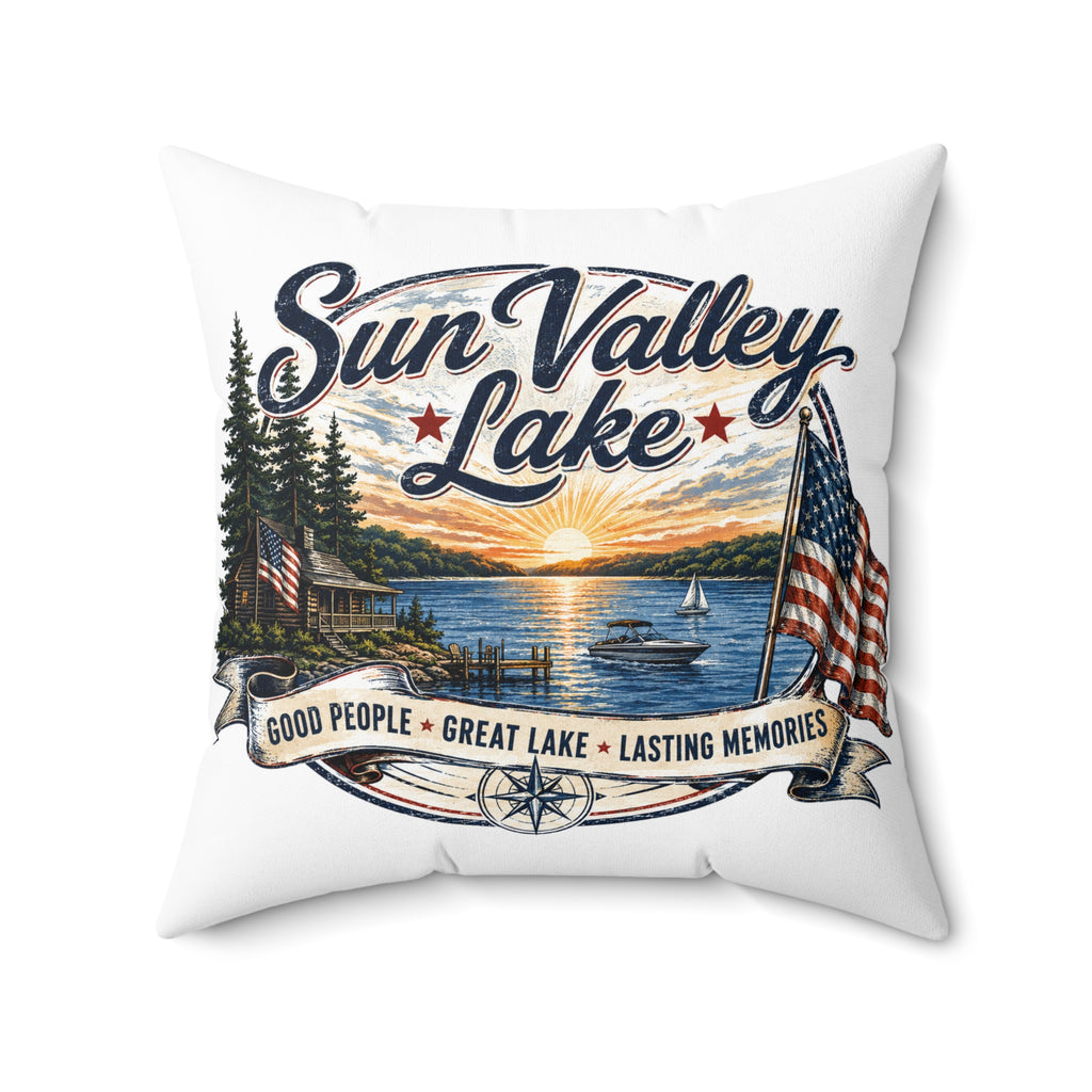 Sun Valley Lake Decorative Pillow - Rustic Lake House & Cabin Decor