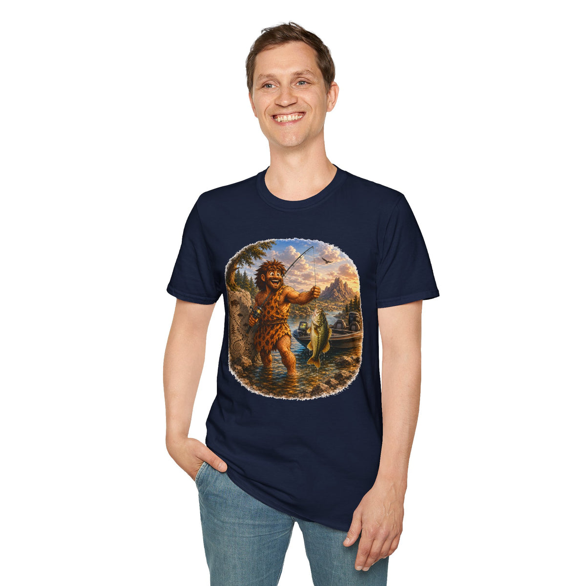 Caveman Goes Fishing T-Shirt