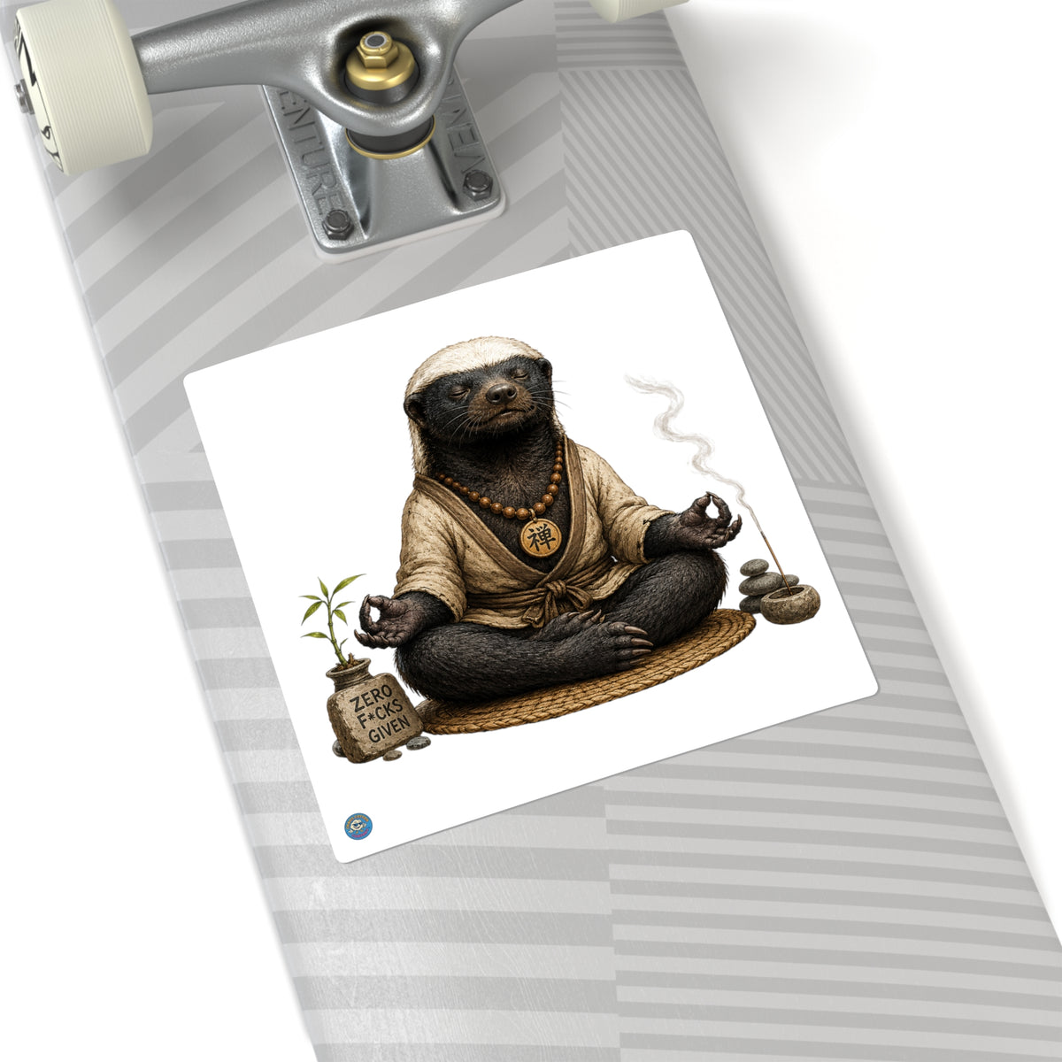 Zen Honey Badger Square Sticker Decal