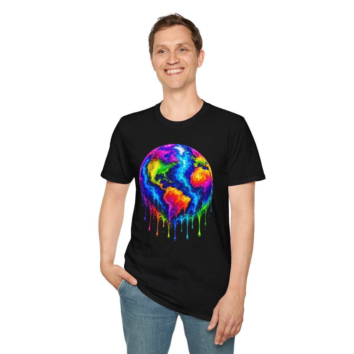 Rainbow Drip Earth T-Shirt