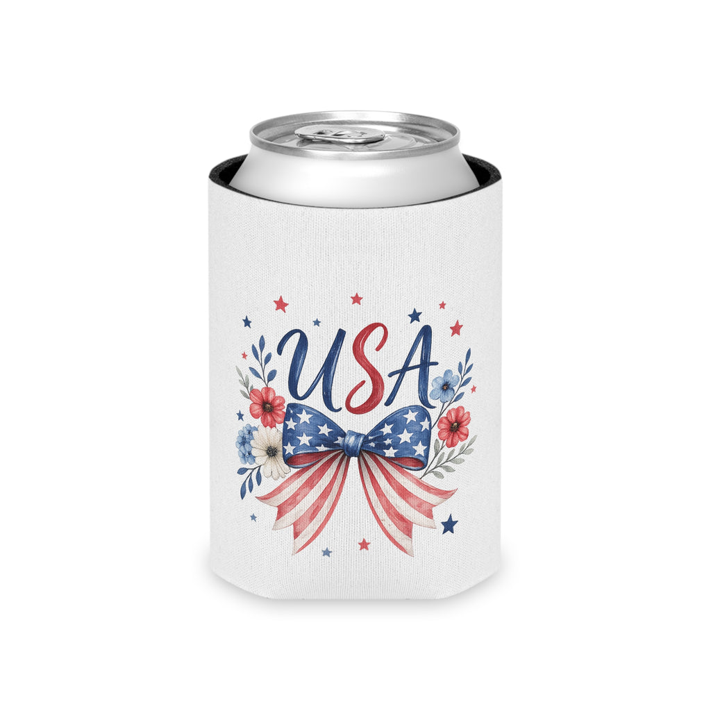 USA Floral Bow Can Cooler