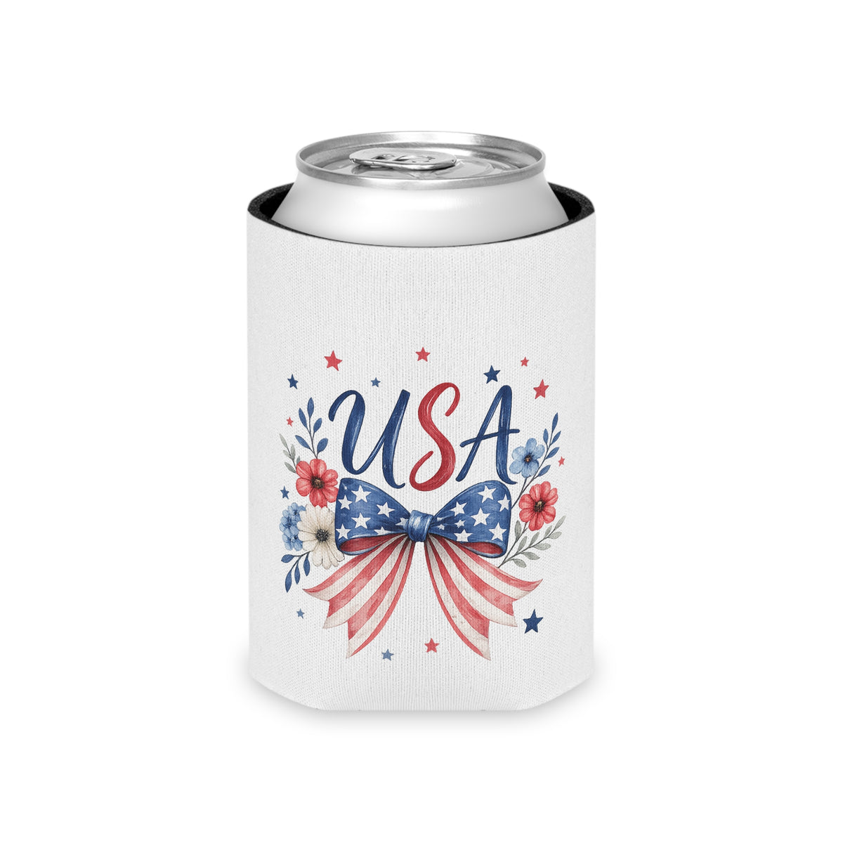 USA Floral Bow Can Cooler