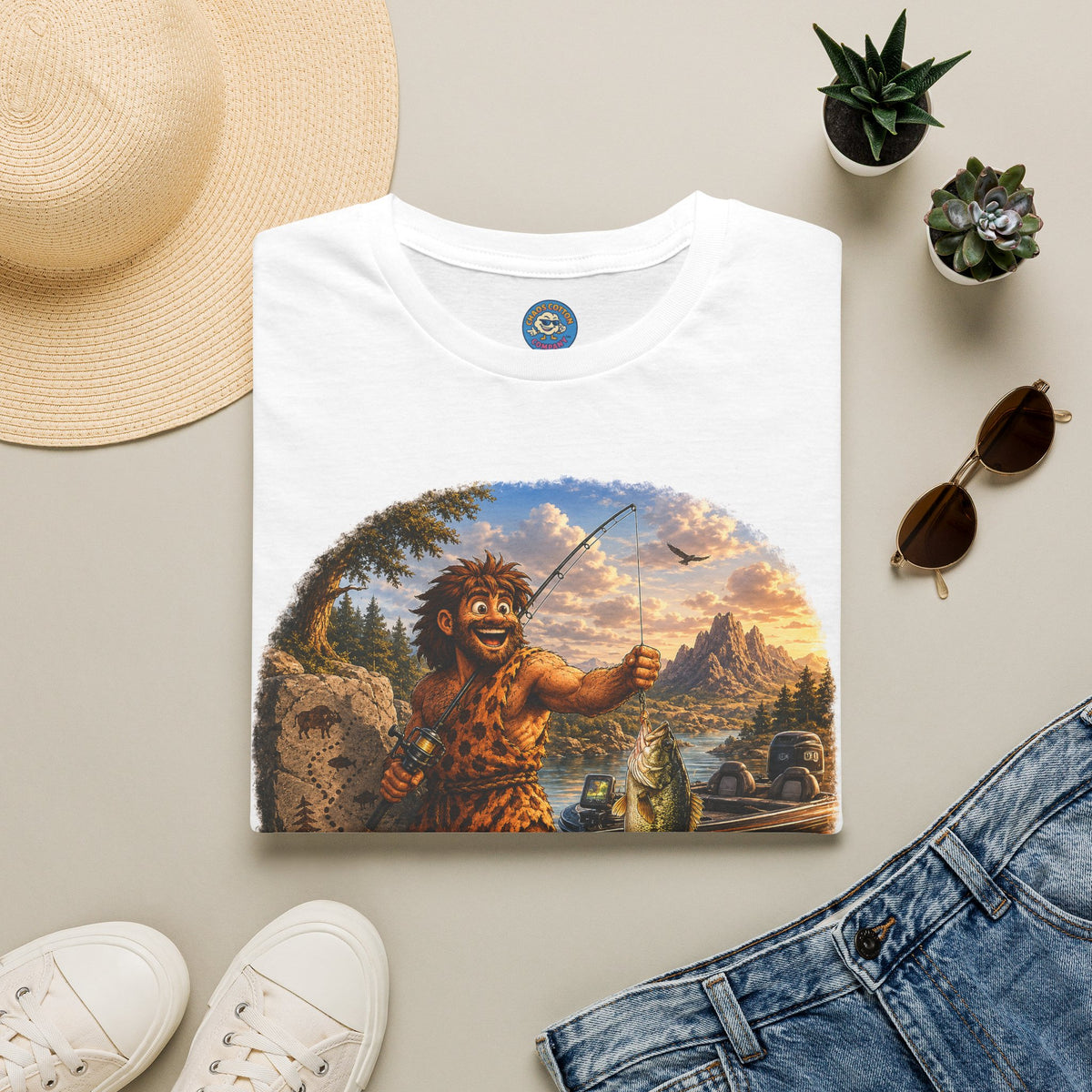 Caveman Goes Fishing T-Shirt