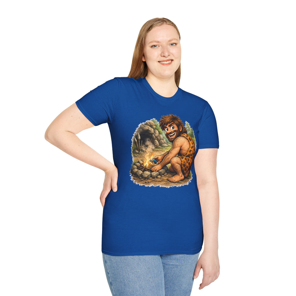 Caveman Discovers a Lighter T-Shirt