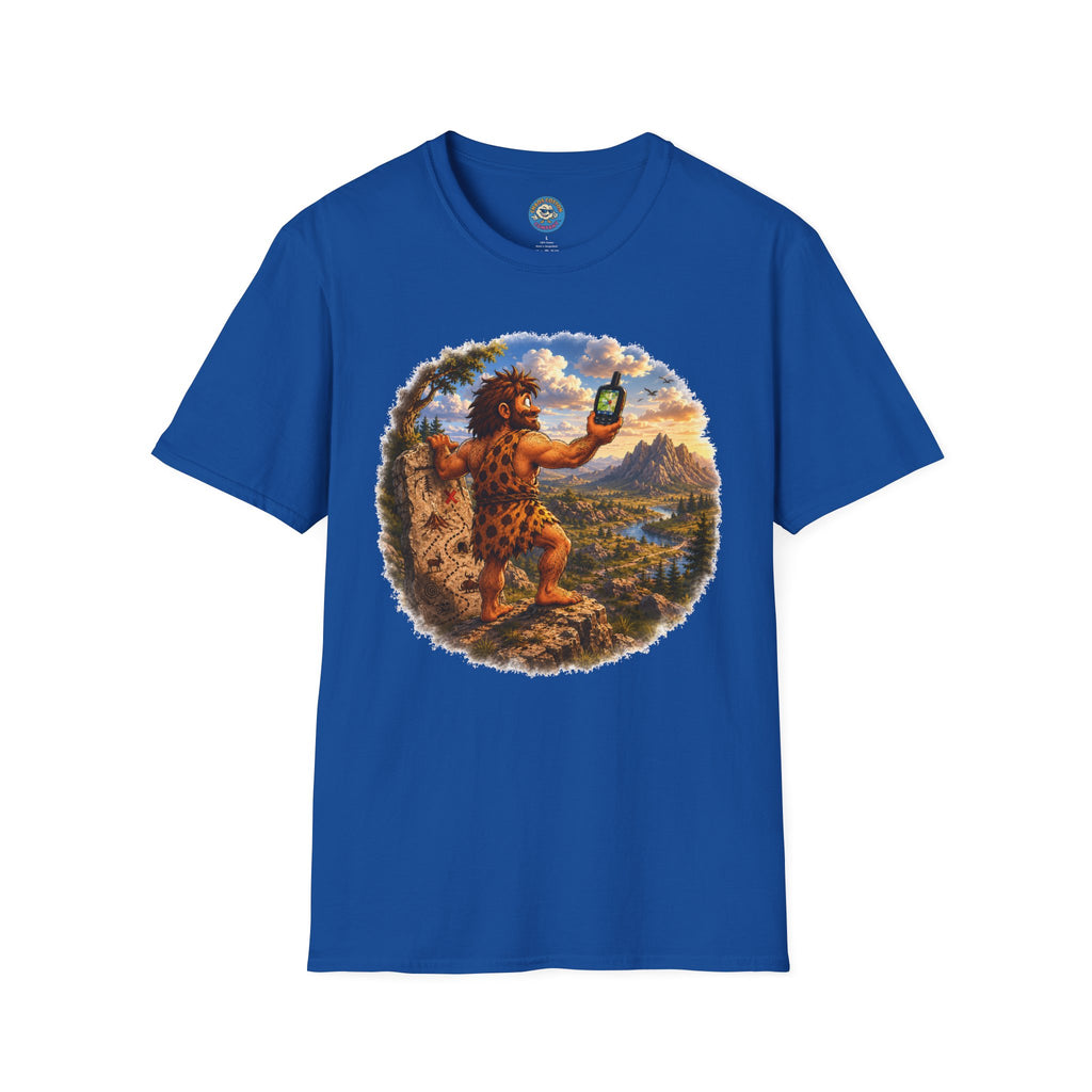 Caveman Using GPS T-Shirt