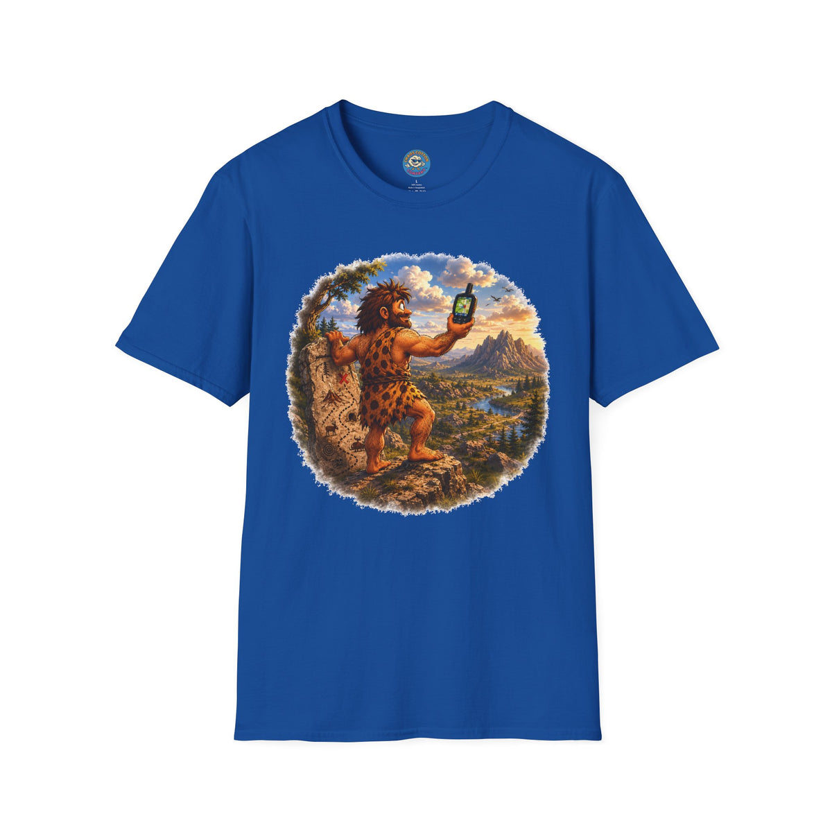 Caveman Using GPS T-Shirt