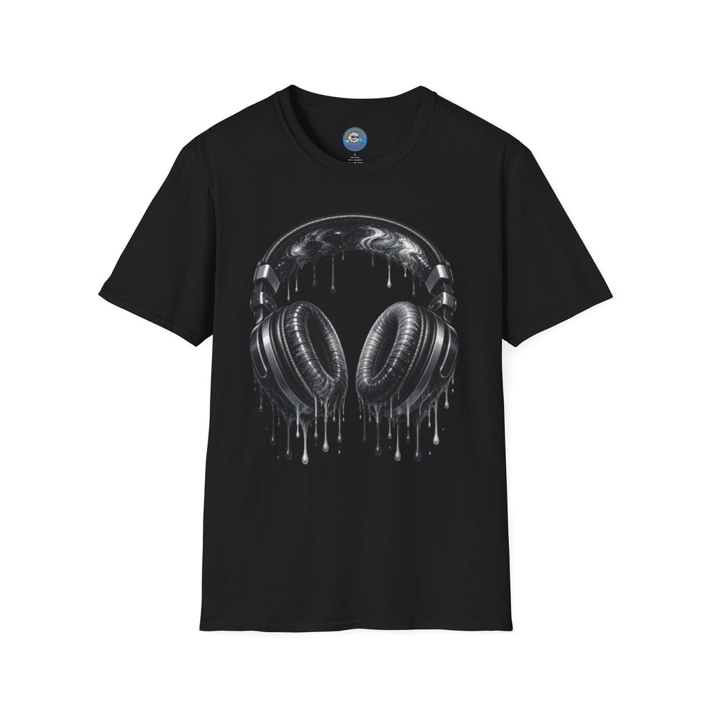 Black and White Drip Headphones T-Shirt