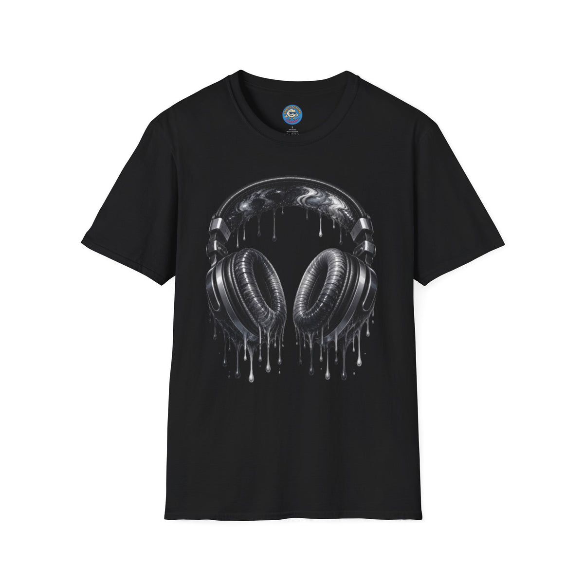 Black and White Drip Headphones T-Shirt