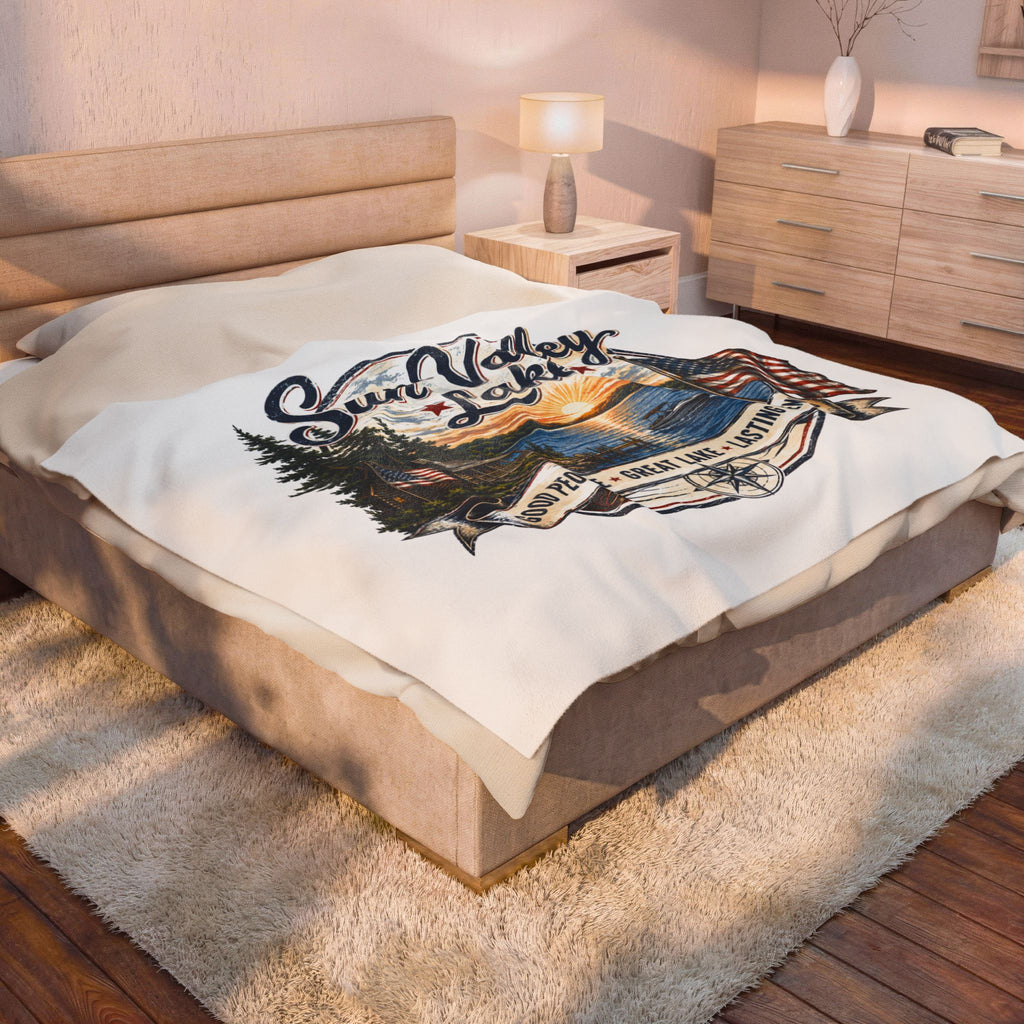 Sun Valley Lake Velveteen Plush Blanket
