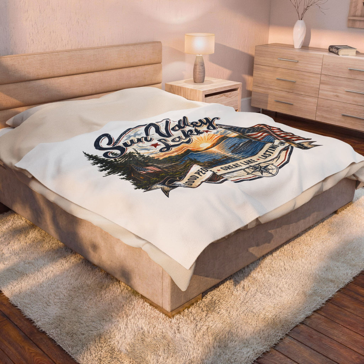 Sun Valley Lake Velveteen Plush Blanket