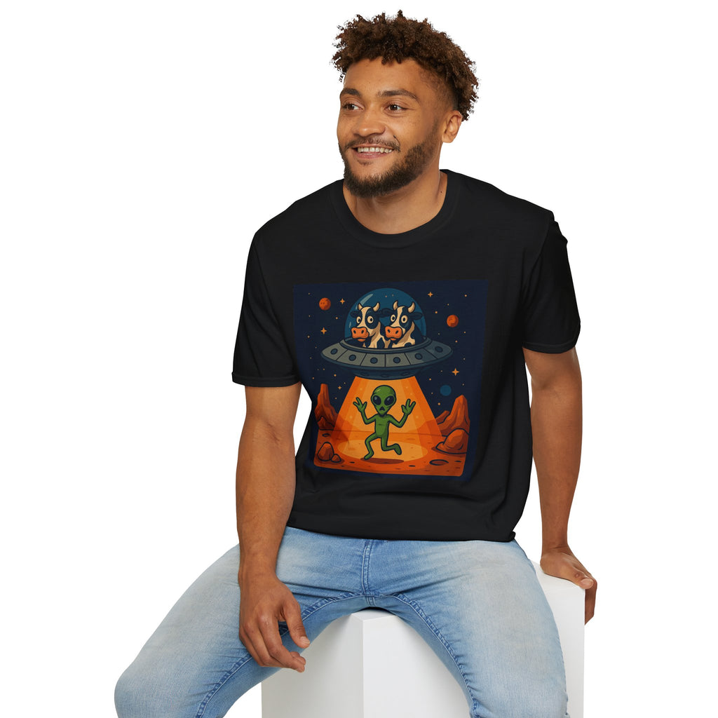 Udderly Suspicious: Alien Cow Abduction Funny UFO T-Shirt