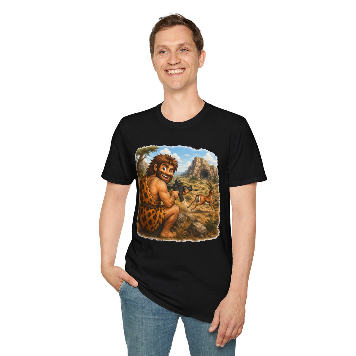 Caveman Hunting with an AR T-Shirt