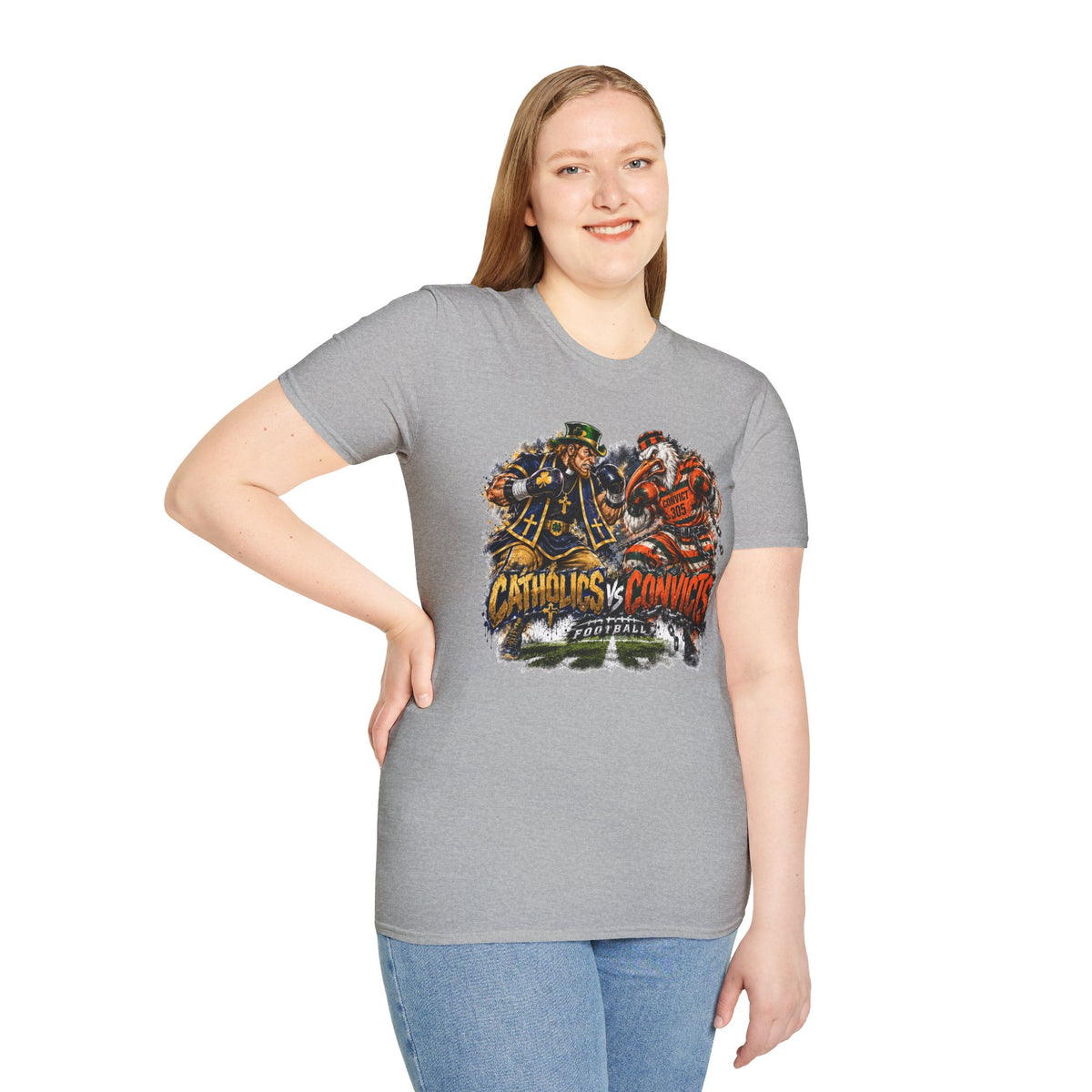 Catholics vs Convicts Rivalry Football T-Shirt