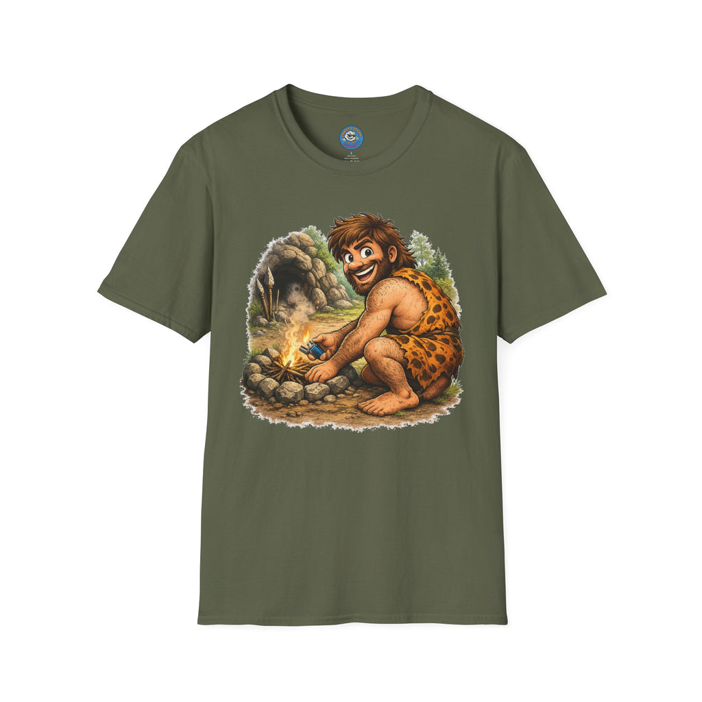 Caveman Discovers a Lighter T-Shirt