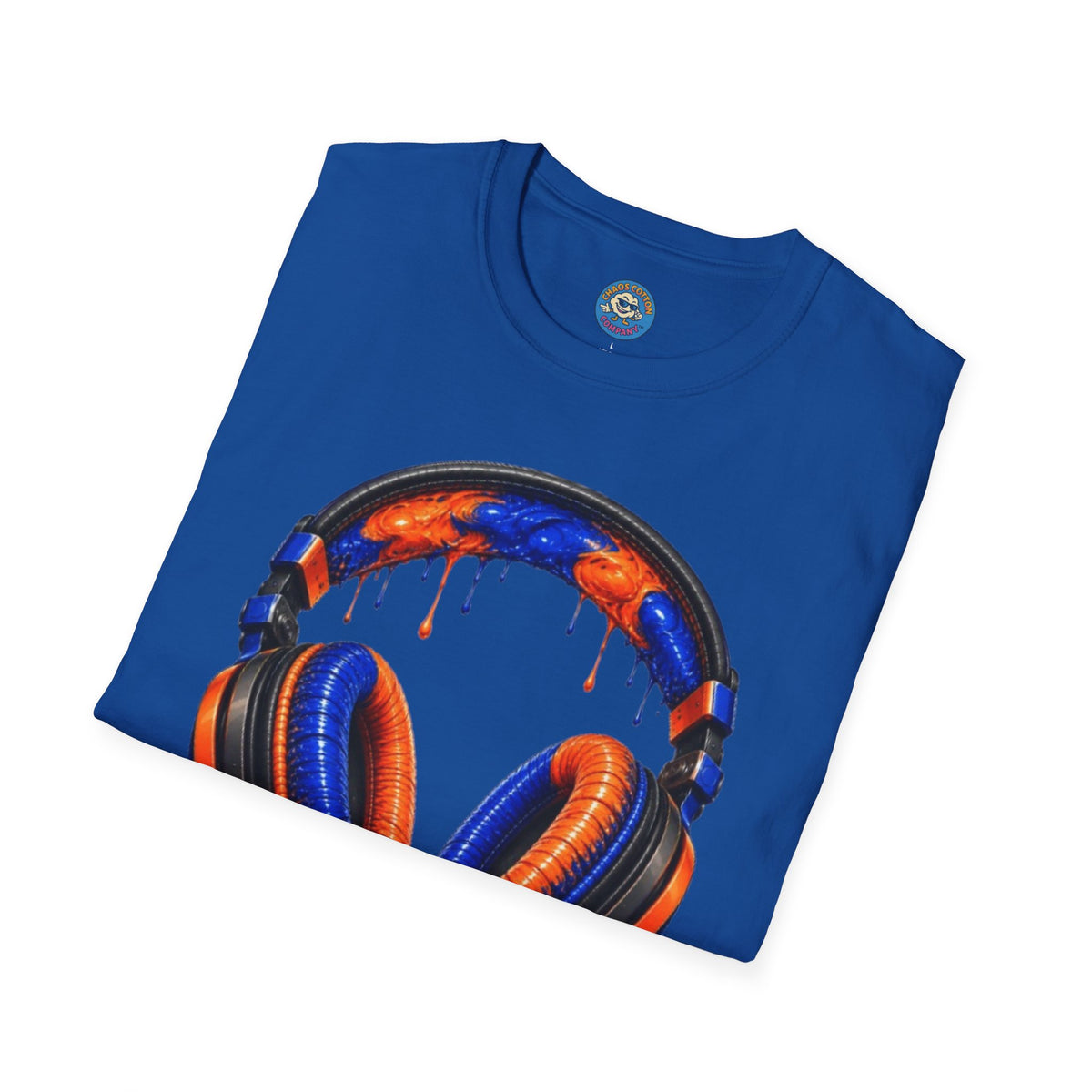 Orange and Blue Drip Headphones T-Shirt