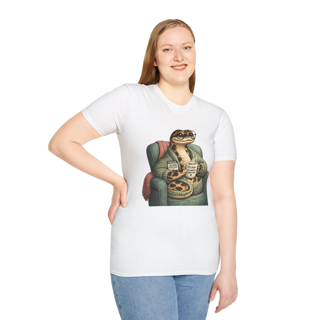 Cozy Snake Holding Mug T-Shirt | It's Okay To Have A Hard Day