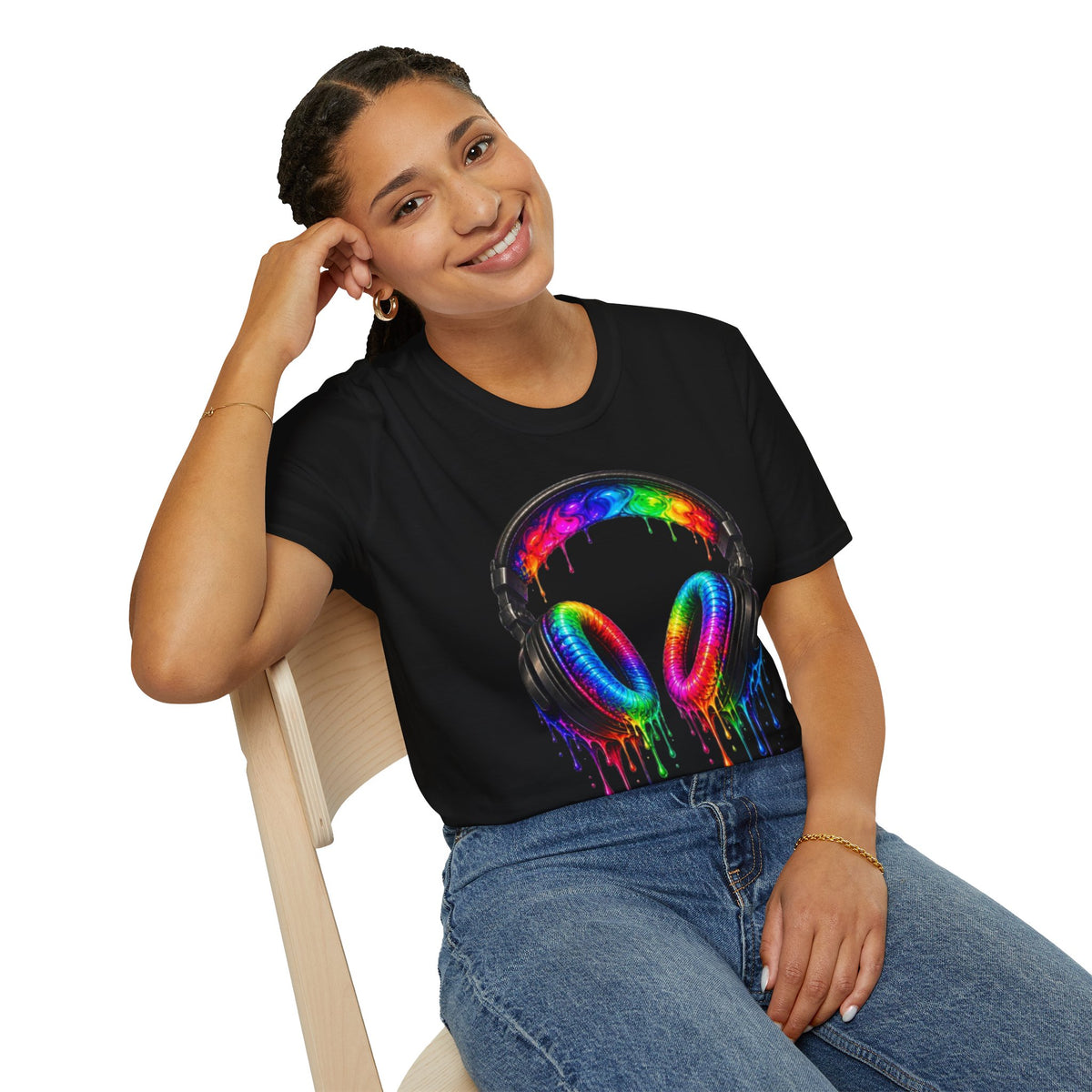 Rainbow Drip Headphones T-Shirt