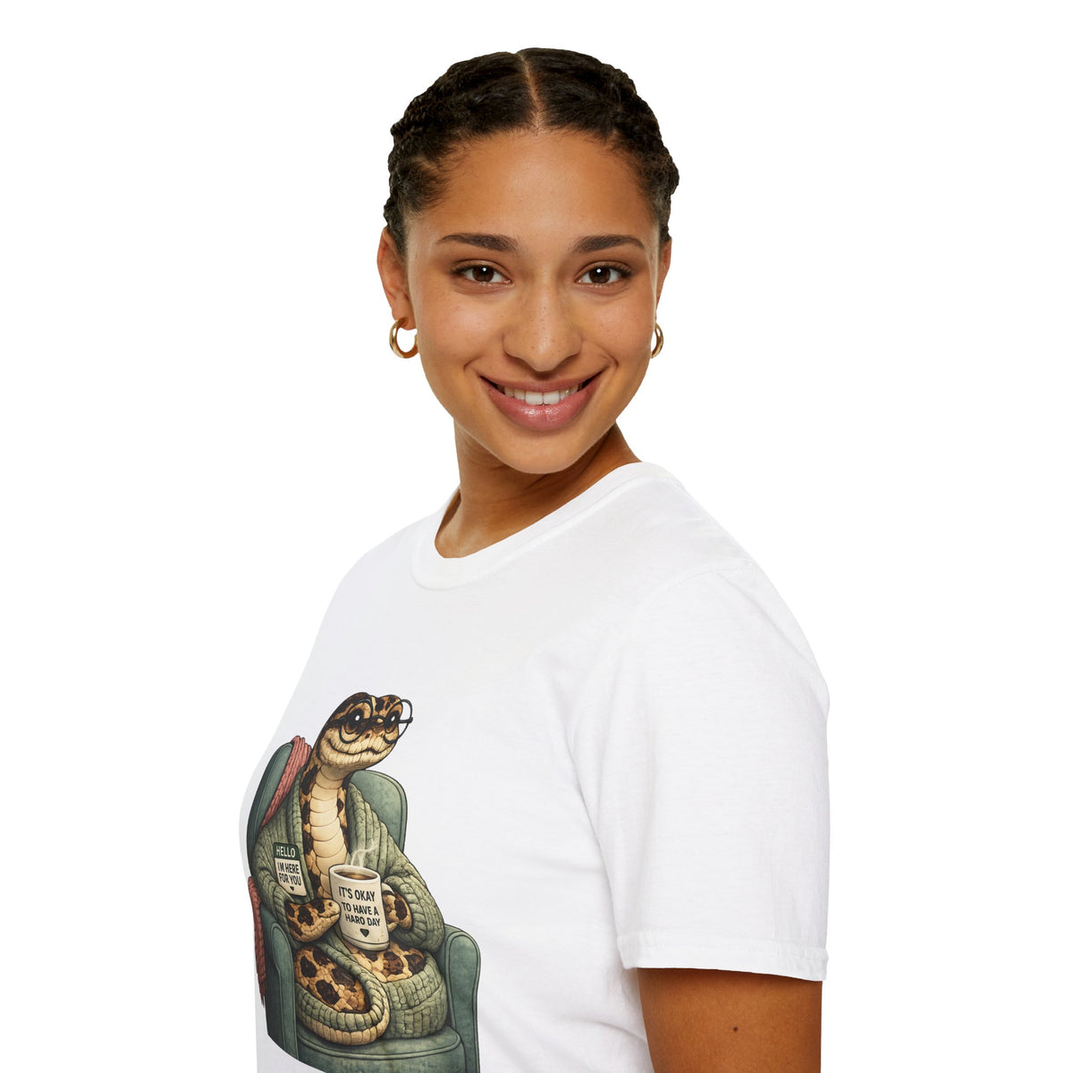 Cozy Snake Holding Mug T-Shirt | It's Okay To Have A Hard Day