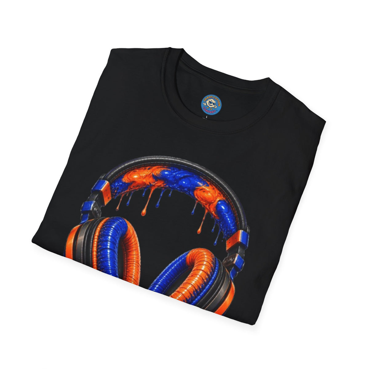 Orange and Blue Drip Headphones T-Shirt