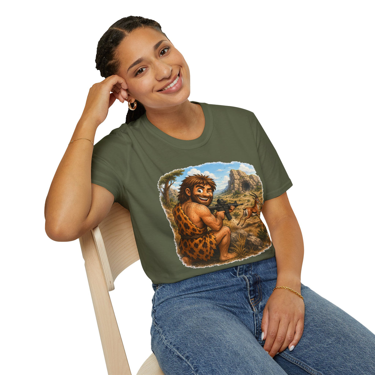 Caveman Hunting with an AR T-Shirt