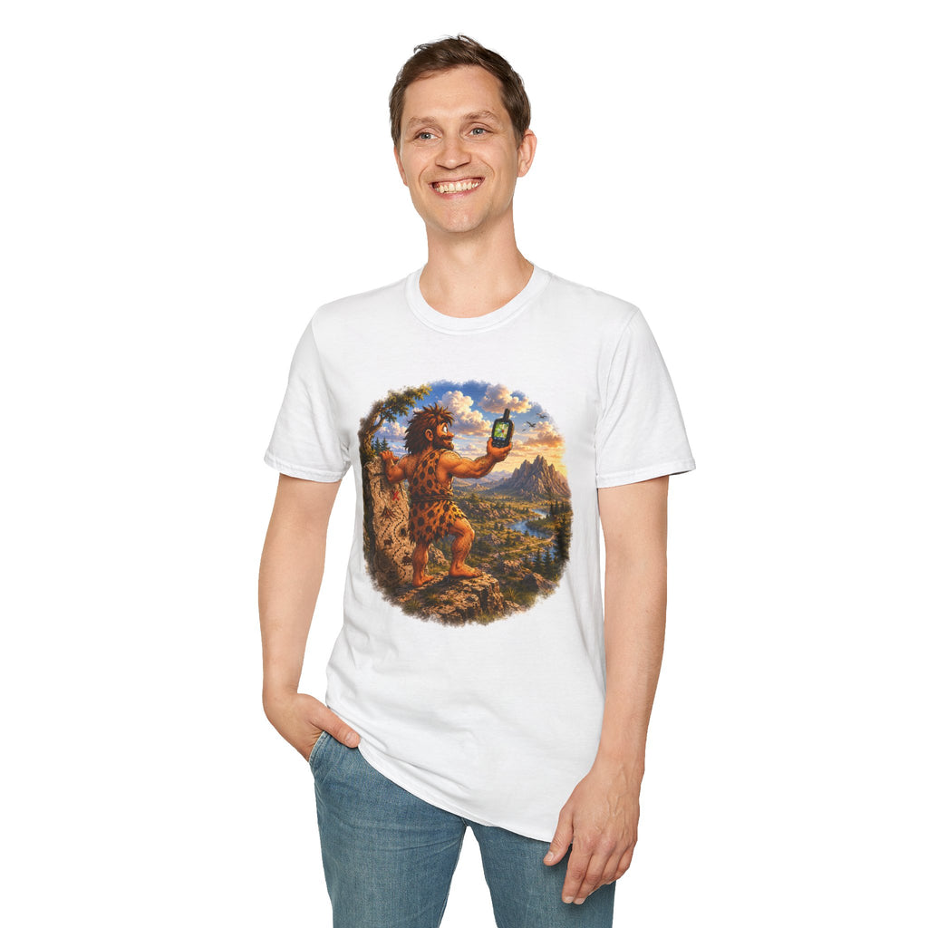 Caveman Using GPS T-Shirt