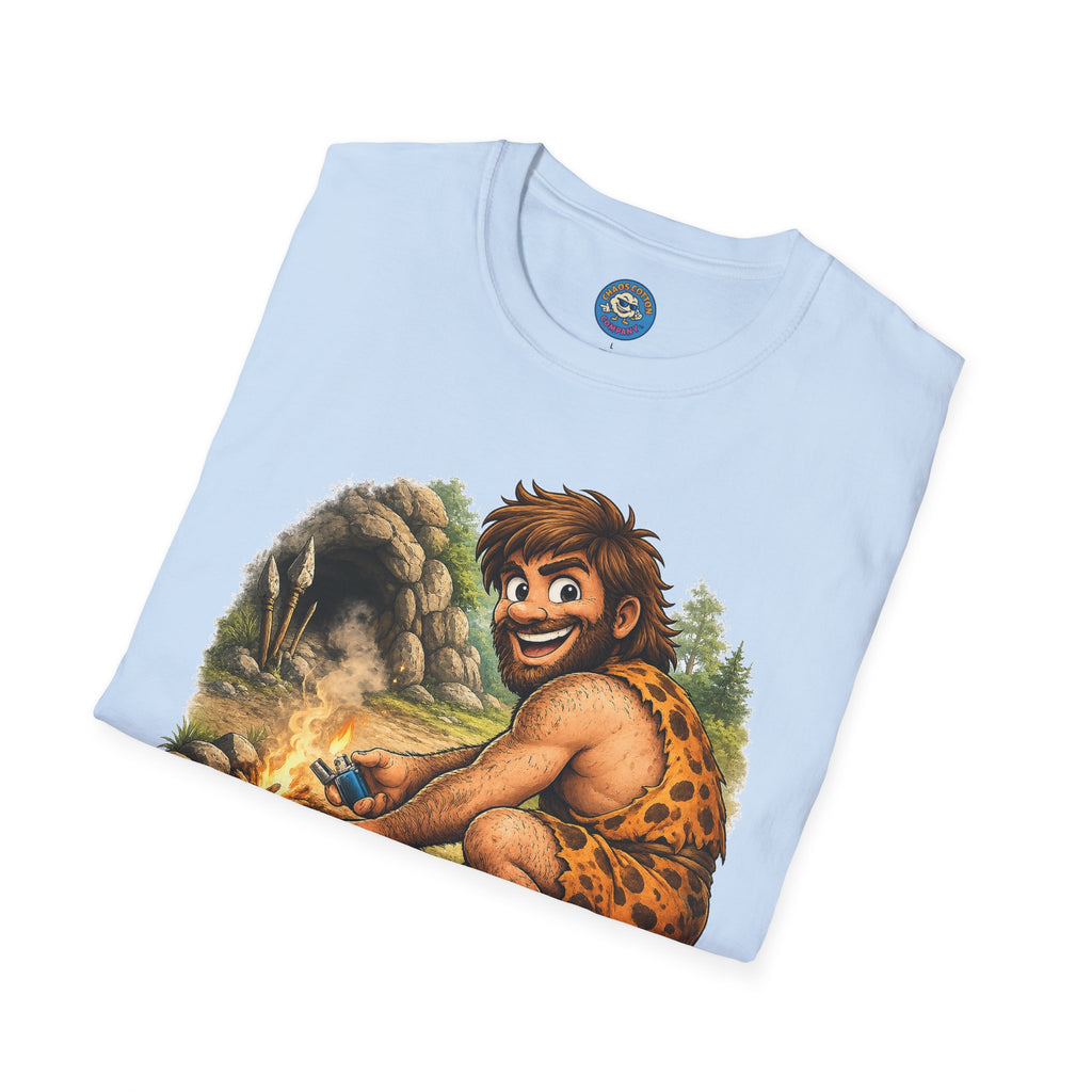 Caveman Discovers a Lighter T-Shirt