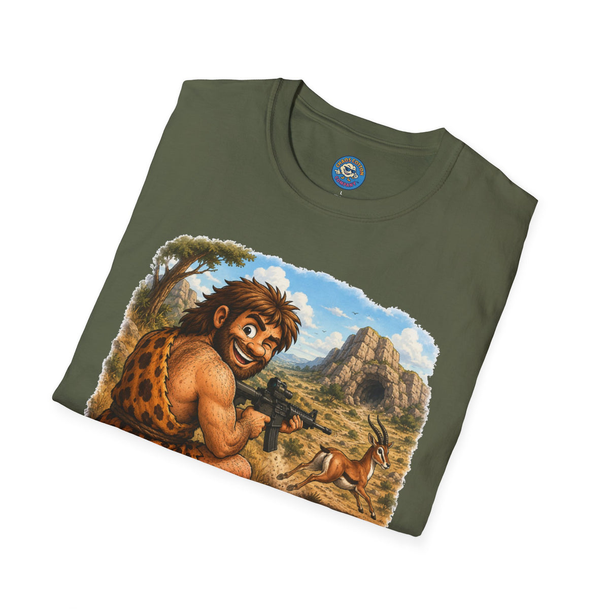 Caveman Hunting with an AR T-Shirt