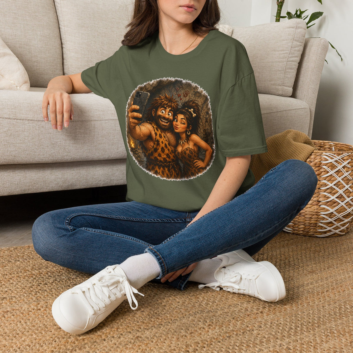 Caveman Couple Selfie T-Shirt