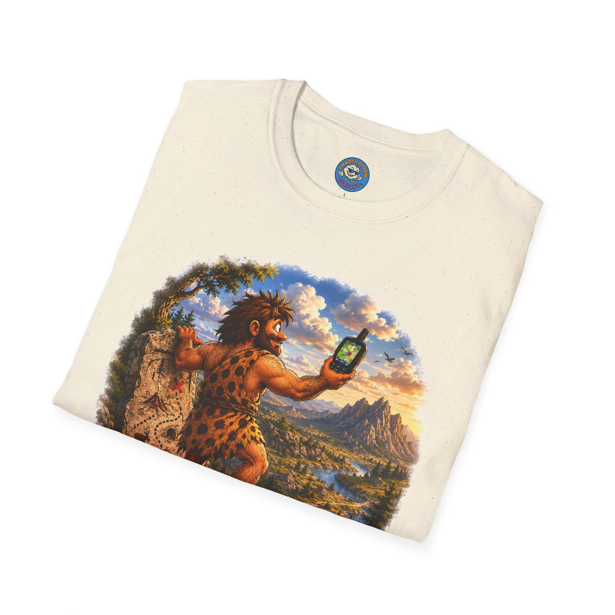 Caveman Using GPS T-Shirt