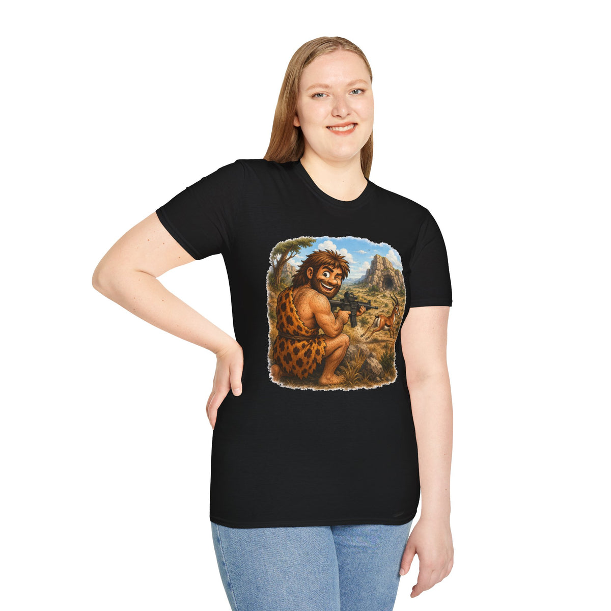 Caveman Hunting with an AR T-Shirt