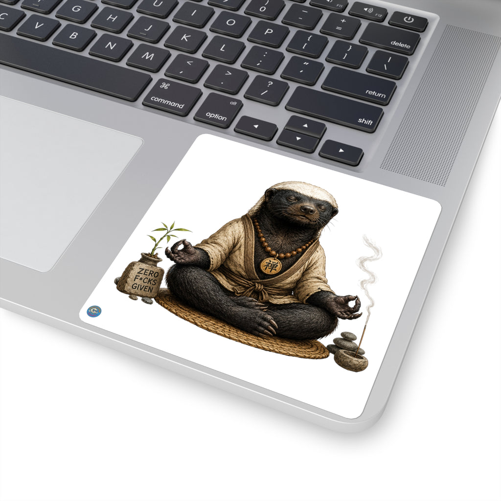 Zen Honey Badger Square Sticker Decal