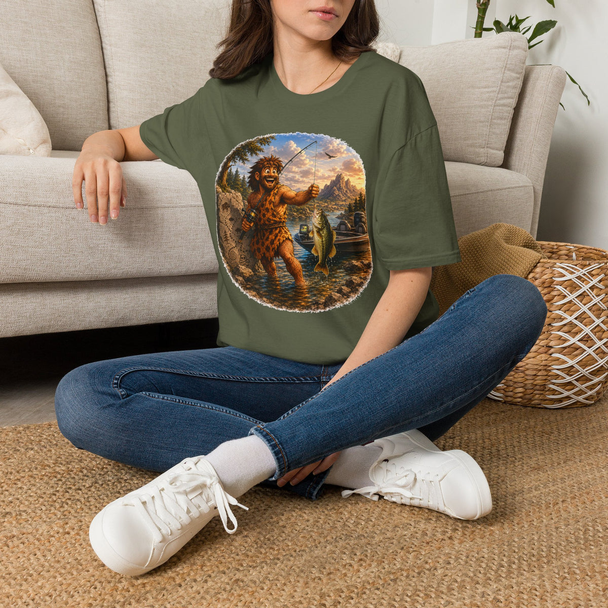 Caveman Goes Fishing T-Shirt