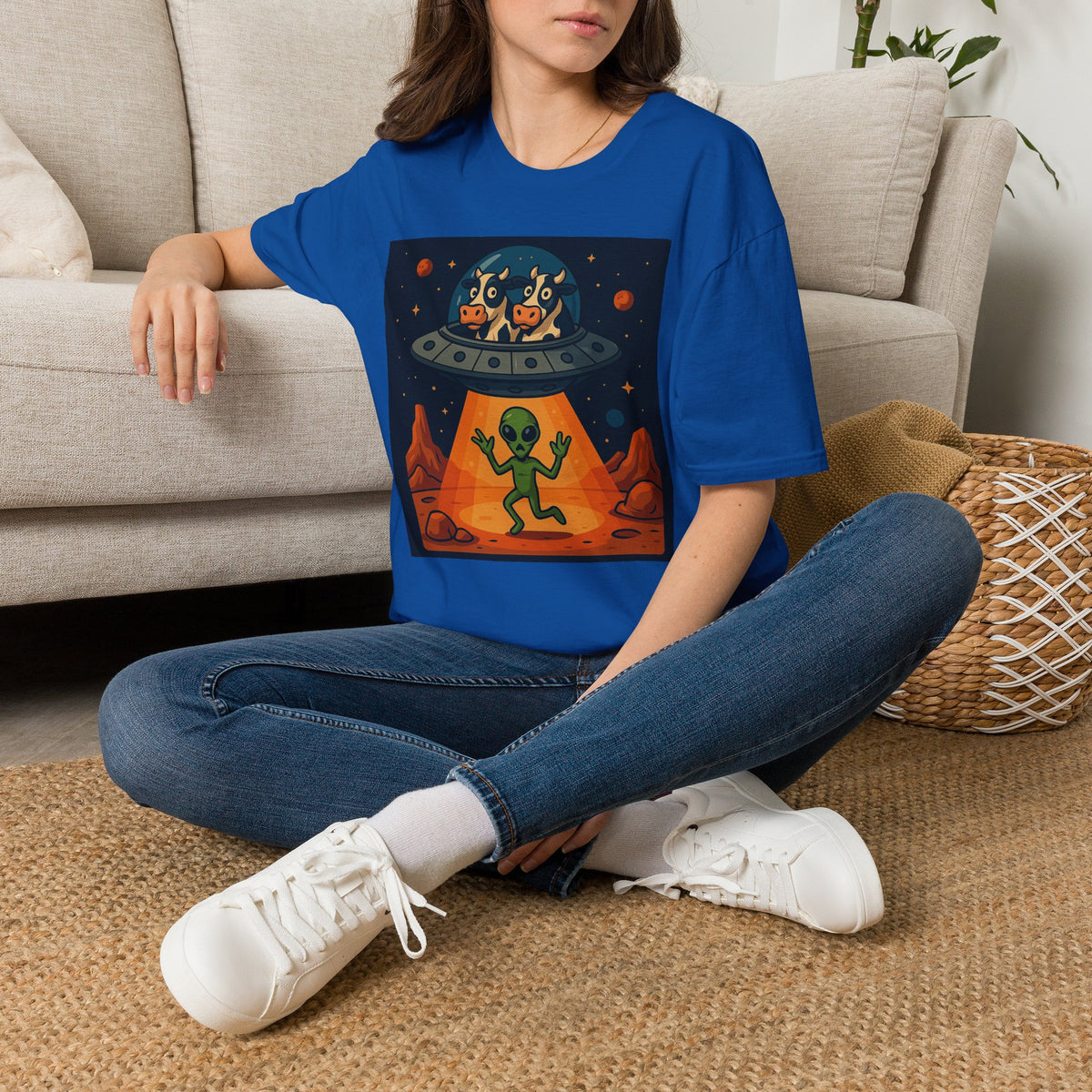 Udderly Suspicious: Alien Cow Abduction Funny UFO T-Shirt