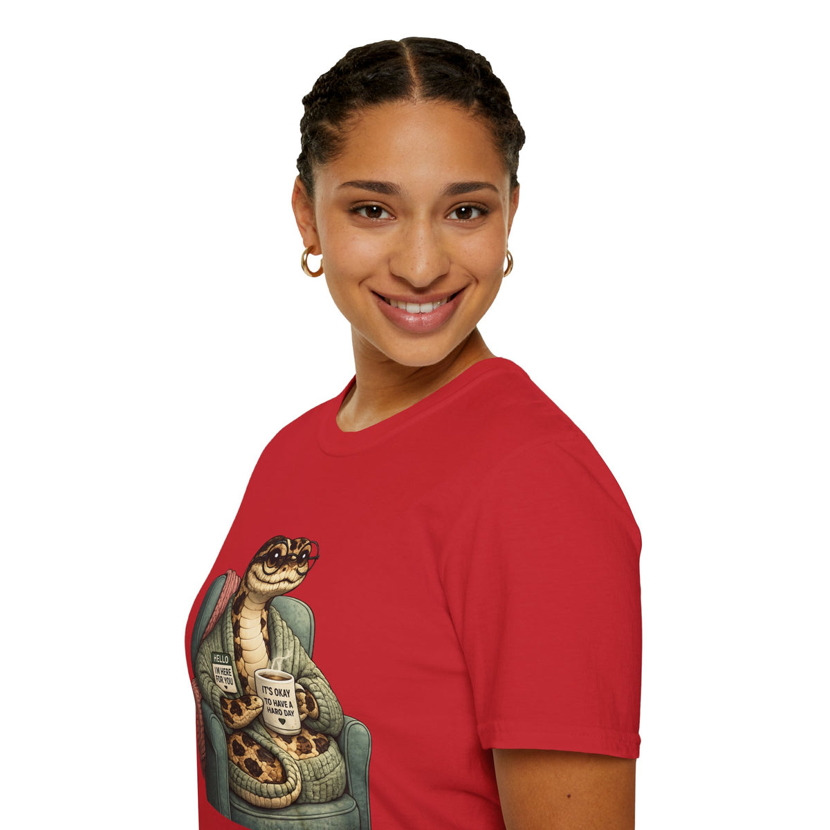 Cozy Snake Holding Mug T-Shirt | It's Okay To Have A Hard Day