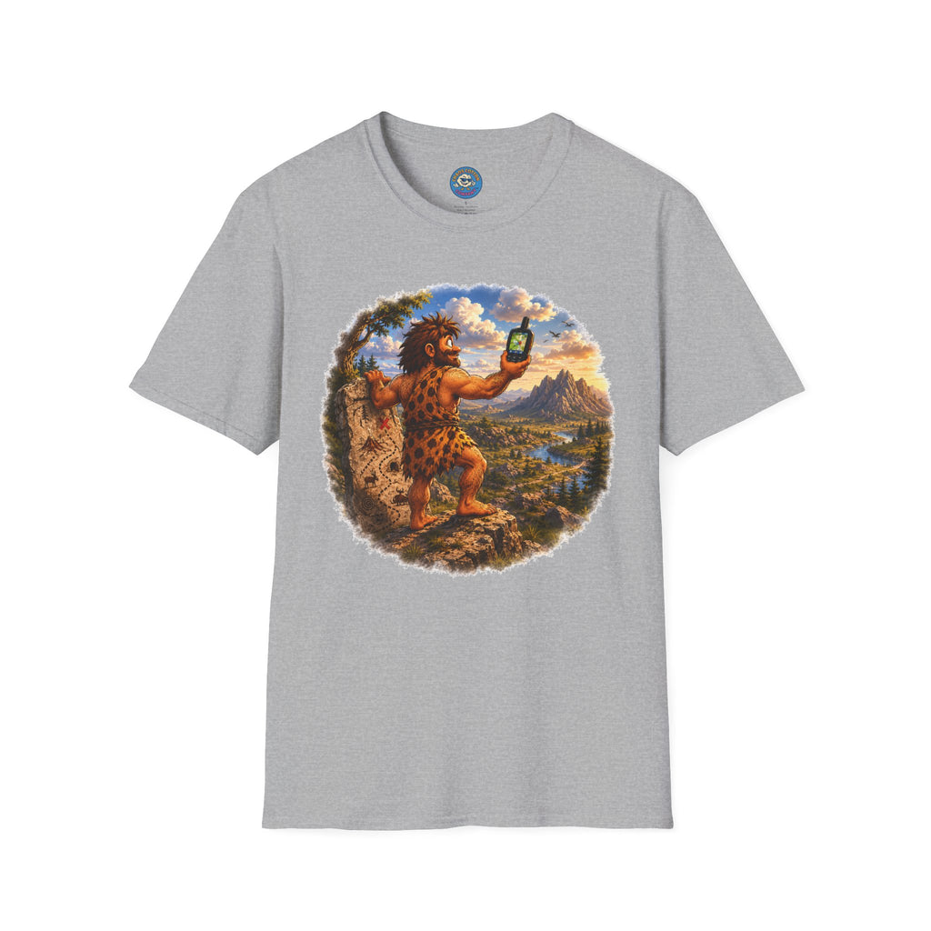 Caveman Using GPS T-Shirt
